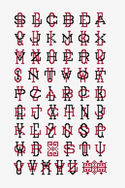uzorci abecede za vezenje križićem